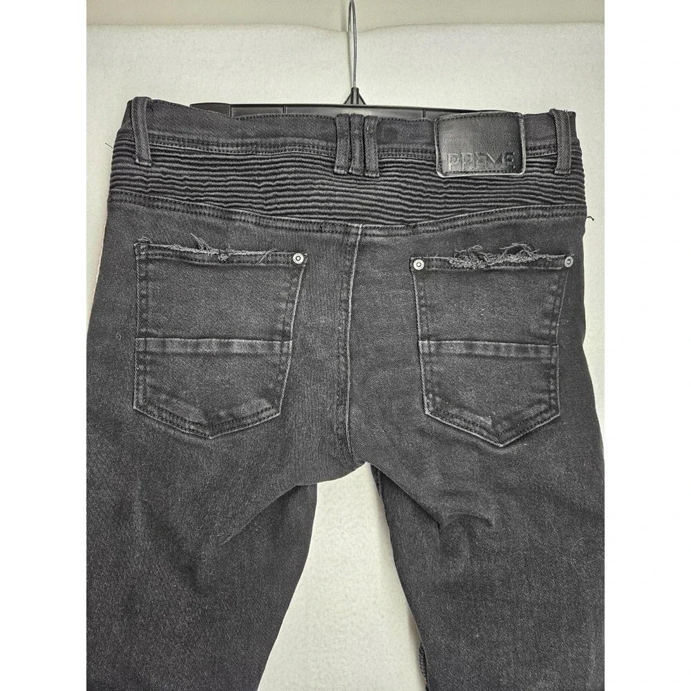 Mens Preme Moto Stripe Pants Black Distressed 32x32 Punk Goth Rock Hip Hop Urban